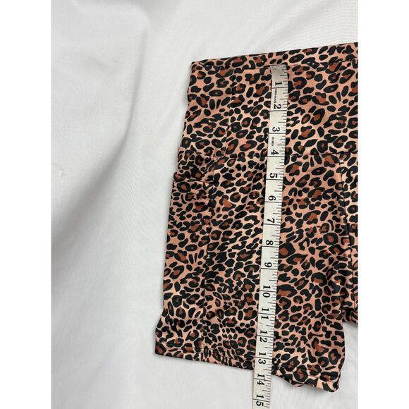 Leopard Print Biker Shorts Size S/M 6 Sexy Workout Yoga Pockets Mid Rise Fitness - Picture 8 of 8